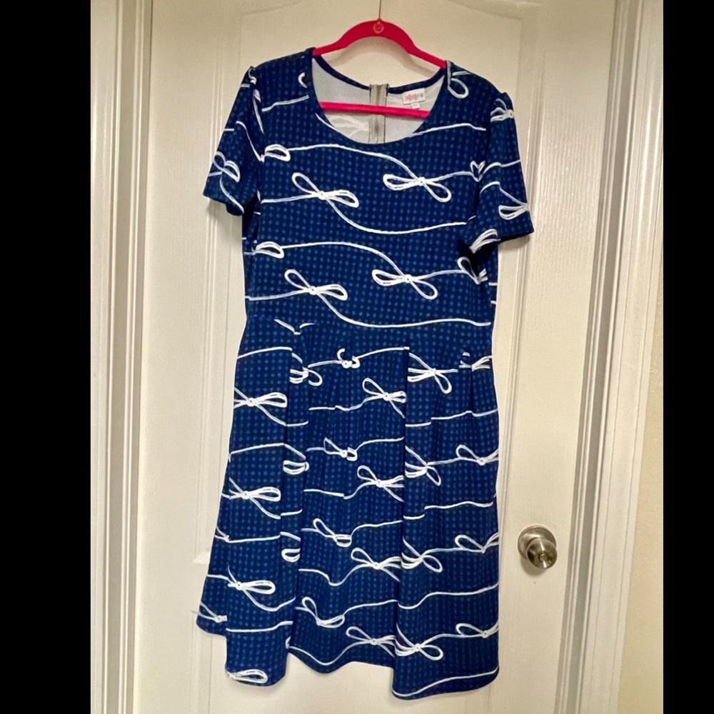 PLUS LLR LuLaRoe Amelia Textured Fit n Flare Dress 3XL 3X 24 24W